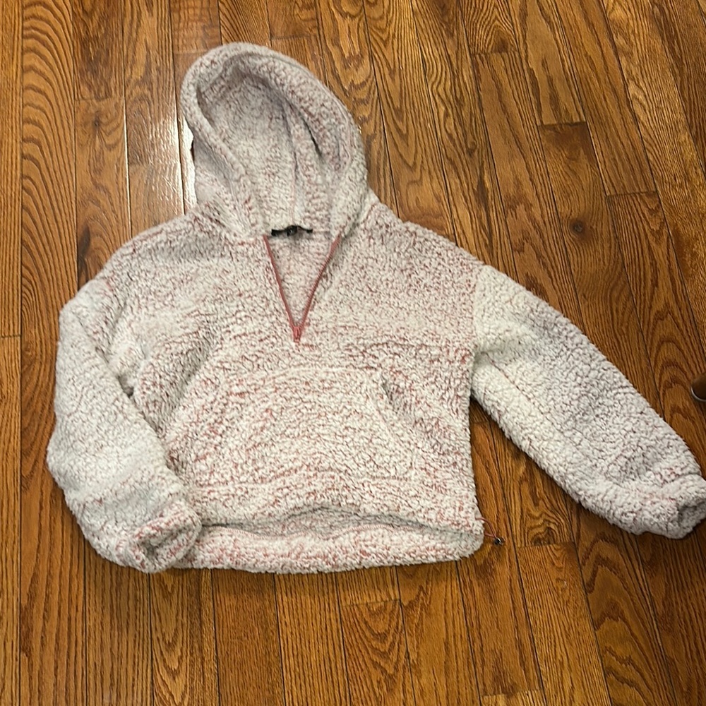 Cozy Women's Sherpa Hoodie - Cream and Pink